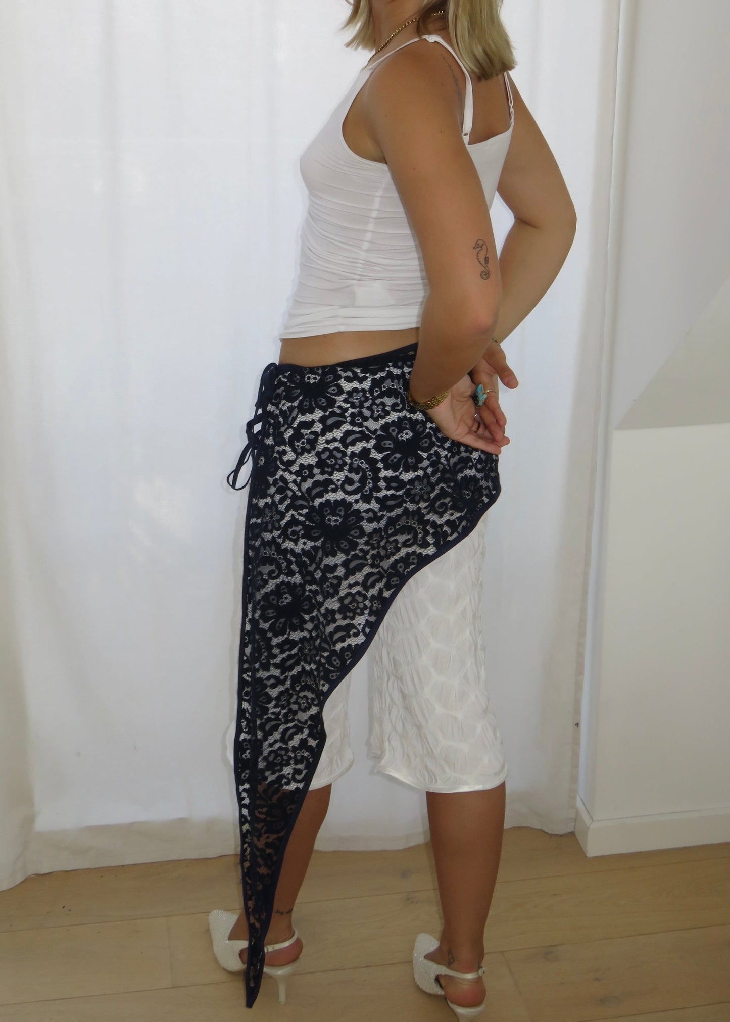 Navy Lace Skirt